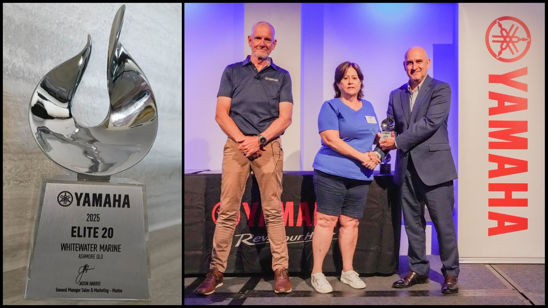 Whitewater Marine receiving the Yamaha Outboard Elite 20 Dealer 2025 award